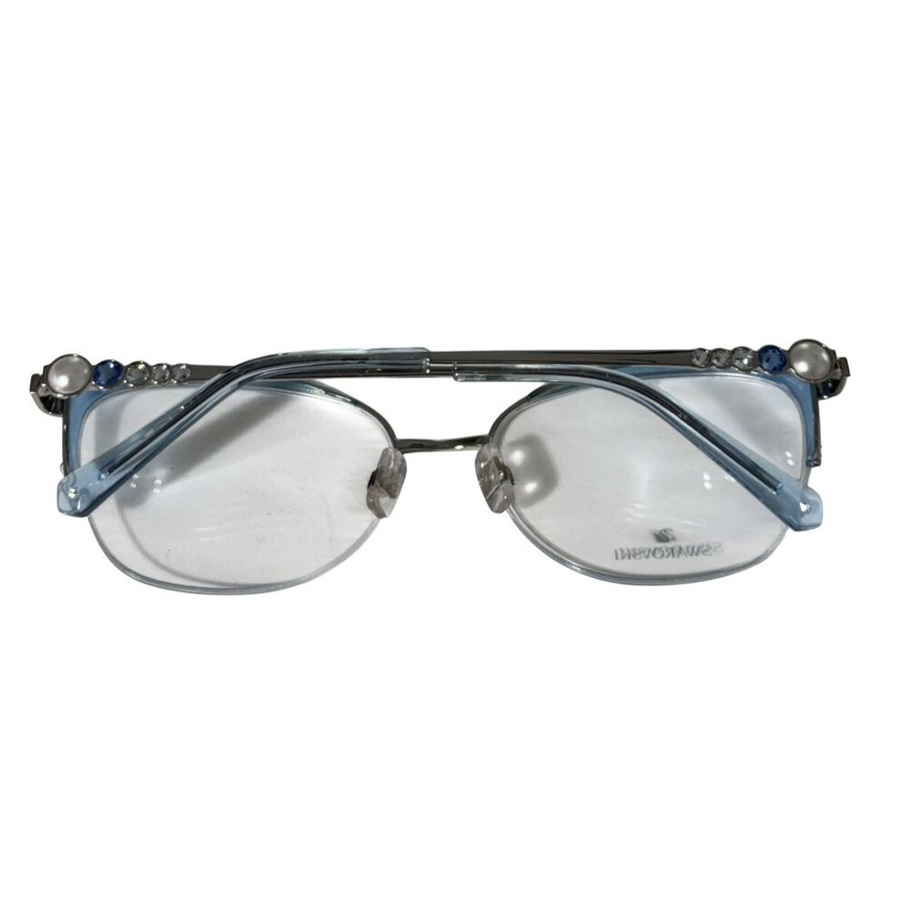 Swarovski SK5307 Eyeglass Frame Only 55-17-140 Blue Metal Semi-Rimless Gemstones - Picture 6 of 14